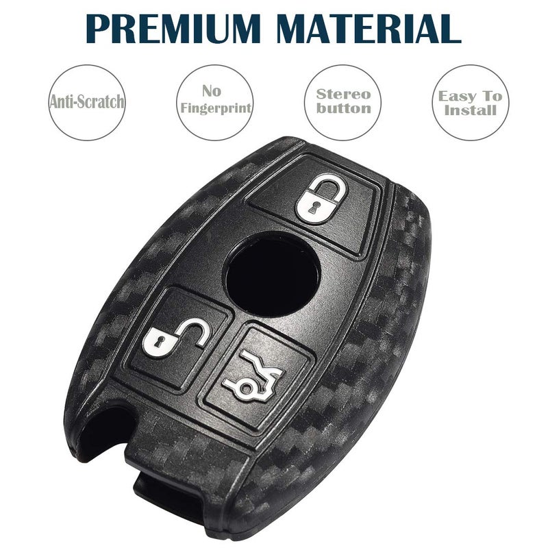 Lcyam Key Fob Cover Case Carbon Fiber Pattern for Mercedes Benz C E M S CLS CLK GLK GLC G Class CLA GLK350 GLA 250 C300 AMG 2019 GLC 300 - Image 3
